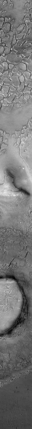 Crater and knob and thin mesa surfaces Deuteronilus Mensae region