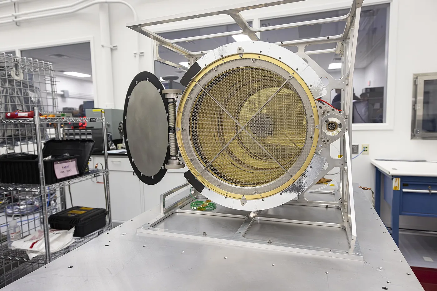 The Interstellar Dust Experiment (IDEX) instrument for IMAP is shown at the Johns Hopkins Applied Physics Laboratory in Laurel, Maryland.