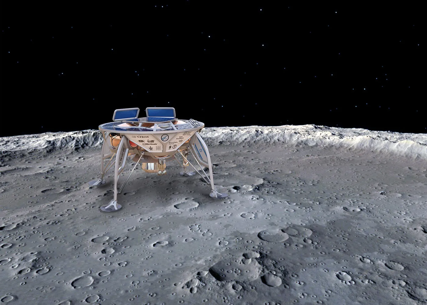 Simulation of the spacecraft model on the moon