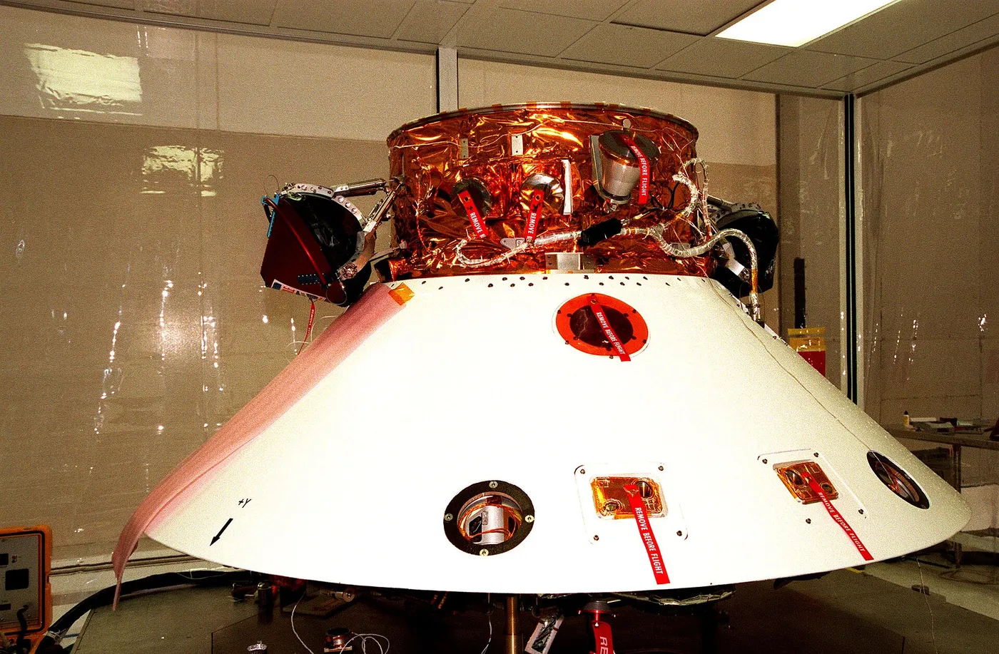 Two Deep Space 2 probes were Installed Onto the Mars Polar Lander Spacecraft at Kennedy Space Center in November 98, and were Launched in January 99.
