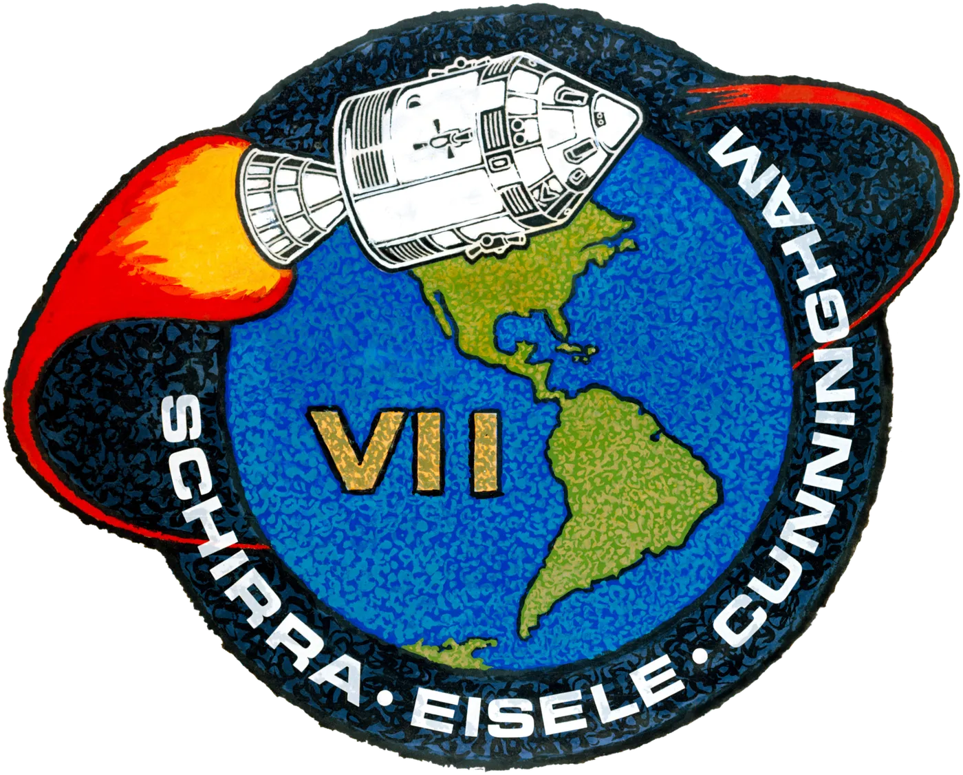 Apollo 7 Patch The official emblem of Apollo 7, the first manned Apollo space mission. The crew will consist of astronauts Walter M. Schirra Jr.,…