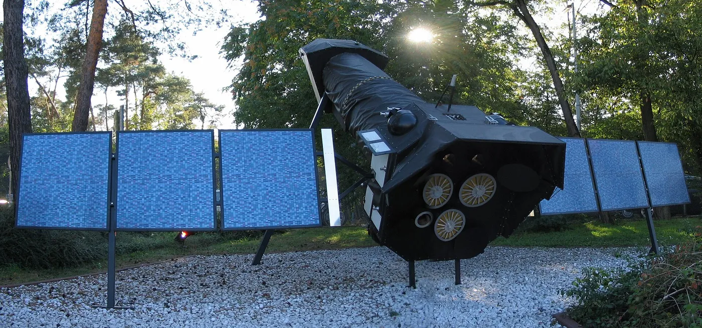 Mock-up of thew X-ray satellite XMM-Newton at ESOC, Darmstadt