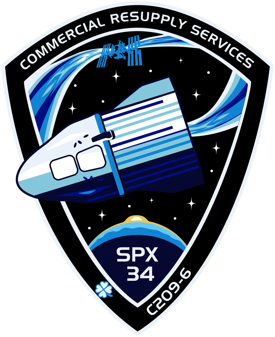 NASA's insignia for CRS-34, SpaceX's 14th flight under NASA's Commercial Resupply Services-2 contract in support of the International Space Station