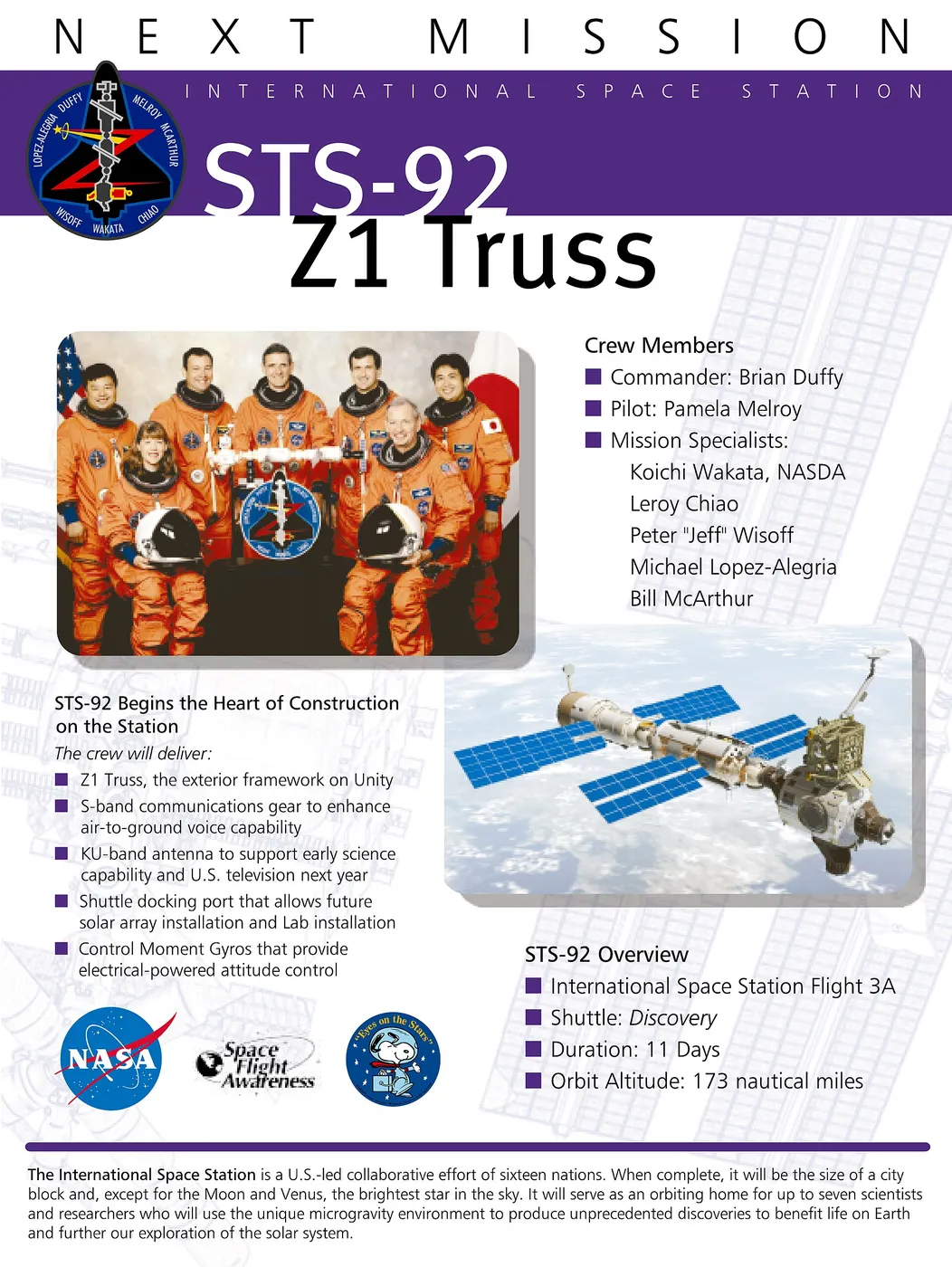 STS-92 Mission Poster "Z1 Truss"