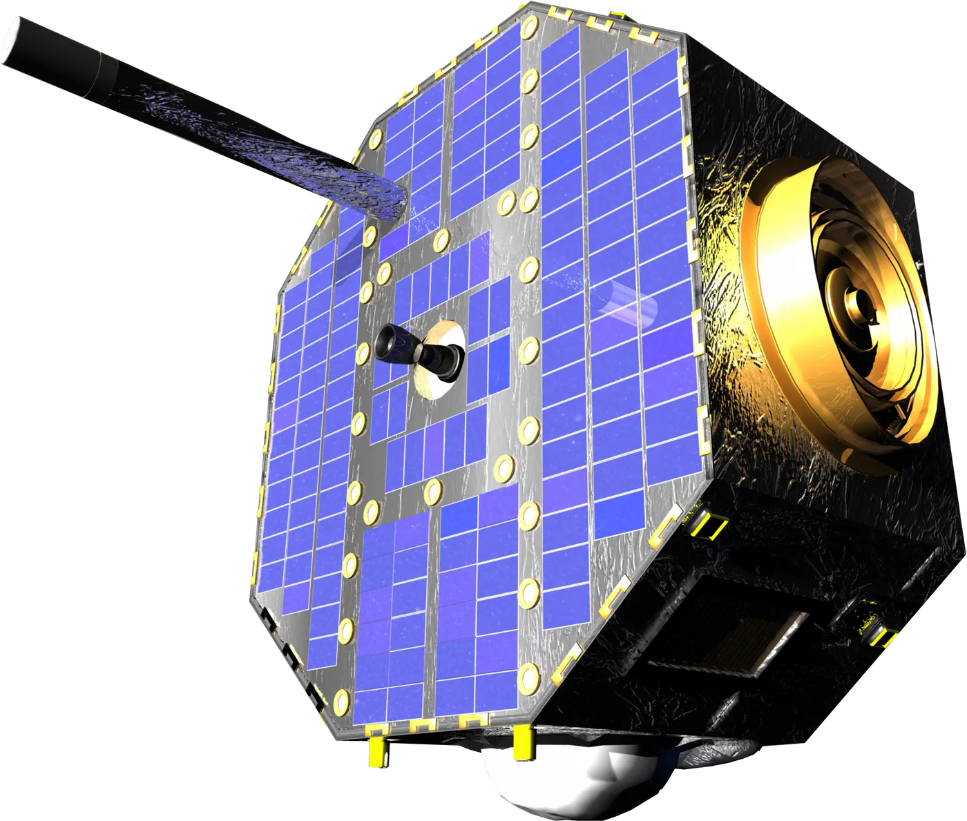 Illustration of the IBEX spacecraft on a transparent background.