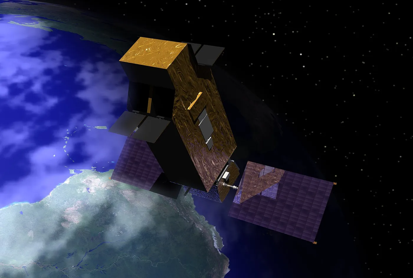 The “Far Ultraviolet Spectroscopic Explorer” (in short FUSE) over earth in its orbit.