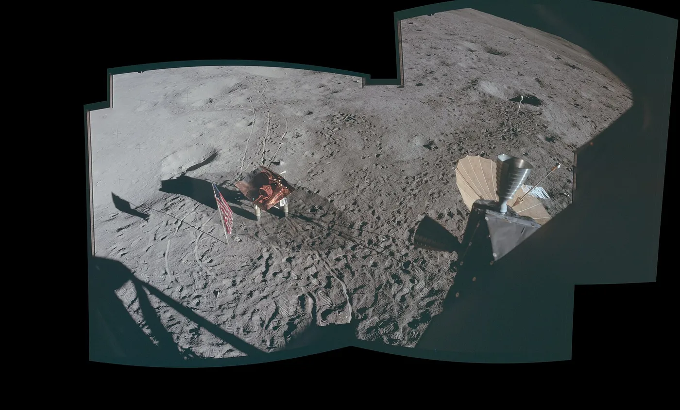 Apollo 14 - Post-EVA-1 LMP Window Pan - Taken by Ed Mitchell - Images AS14-66-9323-9326