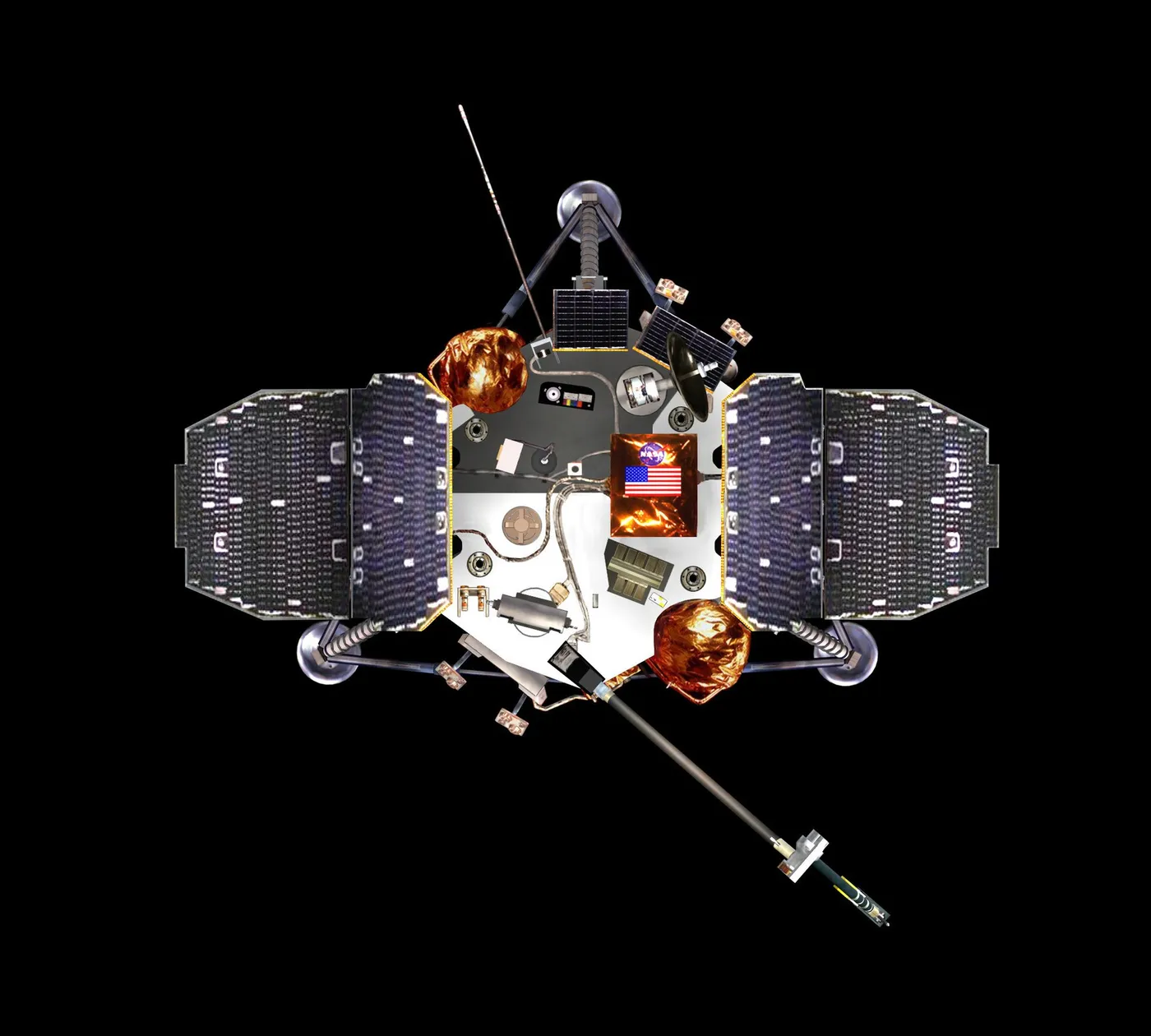 Artist's rendering of the w:Mars Polar Lander (Top view).
