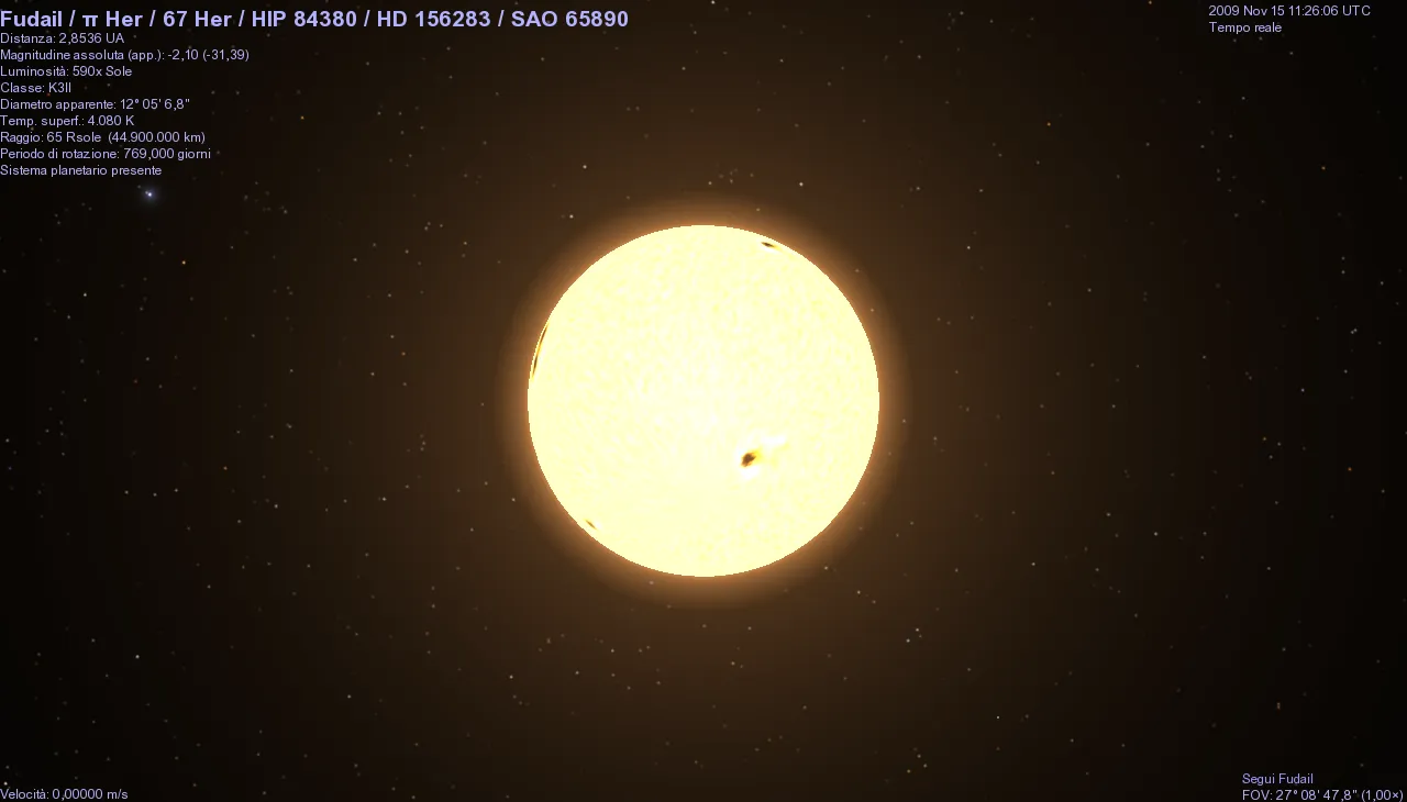 Bright K-giant star Fudail (Pi Herculis)