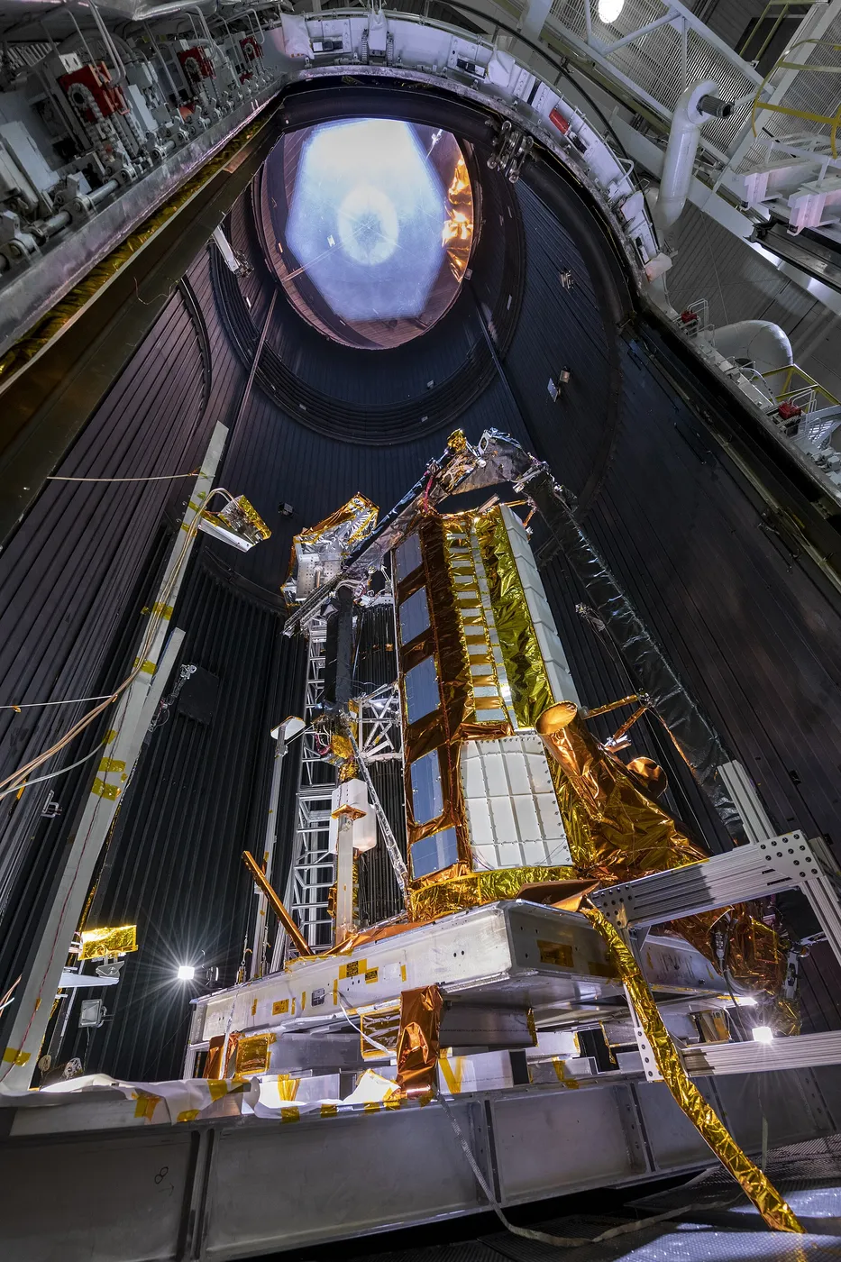 NISAR's flight antenna system undergoes thermal vacuum testing at NASA's Jet Propulsion Laboratory