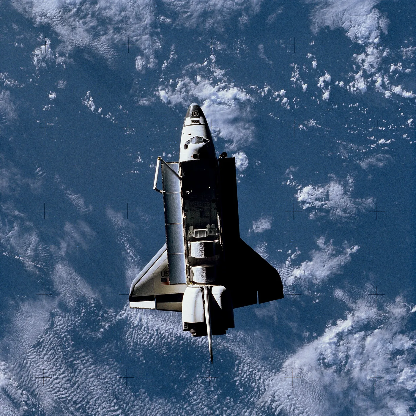 Full views of "Challenger" in Space, taken by the Shuttle Pallet Satellite (SPAS), also views of Cargo Bay and Remote Manipulator System (RMS)…