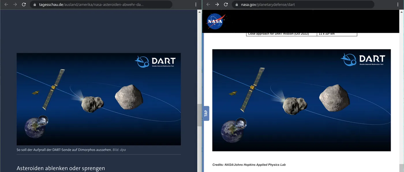 20211125 20 50 20 Falsche Urheberrechtsangabe Double Asteroid Redirection Test Mission NASA CENS 02