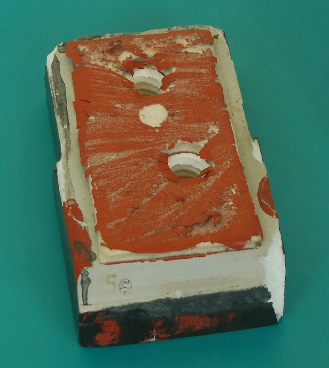 Photograph of one of the insulation tiles which covered the Space Shuttle Atlantis during mission STS-76. Taken at the National Space Centre,…