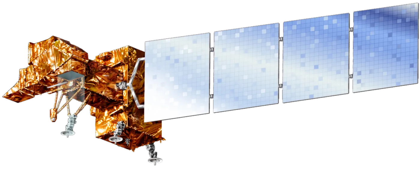 Artist's rendering of Landsat 7 against transparent background.