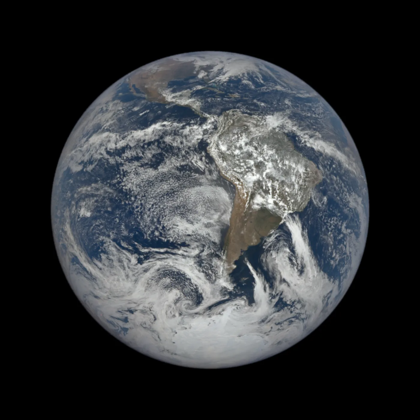 Taken from the DSCOVR satellite, this true color image of the Earth was taken on December 21, 2020. This image shows the Western hemisphere of the…
