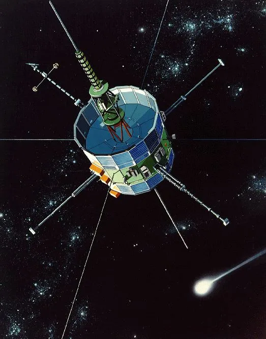International Cometary Explorer (ICE), formally called International Sun Earth Explorer 3 (ISEE 3), appoaches Comet Giacobini-Zinner.