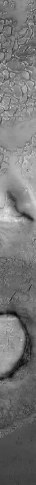 Crater and knob and thin mesa surfaces Deuteronilus Mensae region