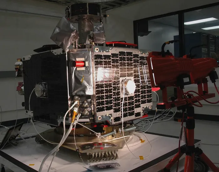 THEMIS solar array undergoes a light test