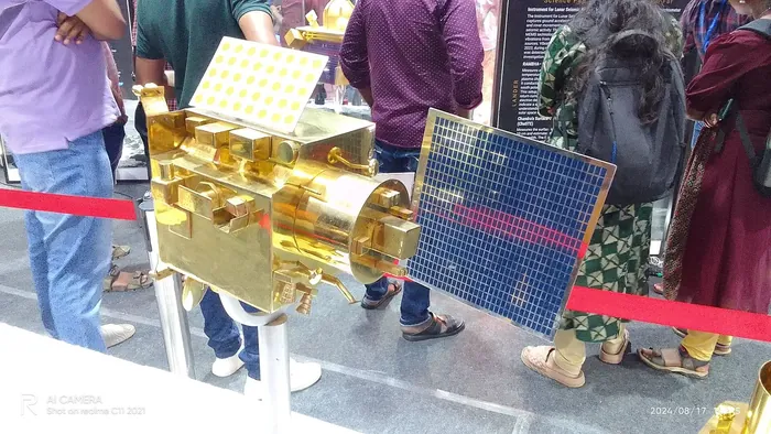 Front view of a model of the chandrayaan 1 lunar orbiter