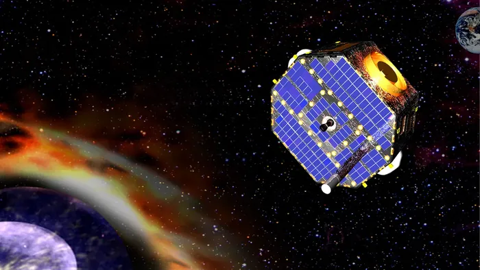 Artist's impression of the IBEX (Interstellar Boundary Explorer) satellite.