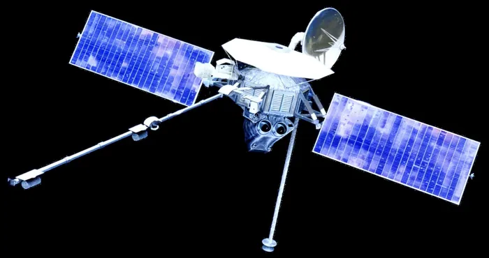 Transparent image of the Mariner 10 spacecraft.