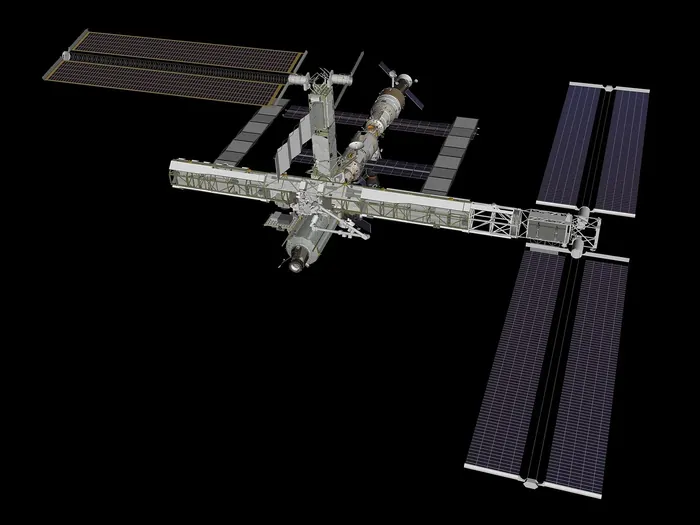 JSC2006-E-38950 (August 2006) --- Computer generated graphic of the International Space Station configuration after STS-116/12A.1 with the addition…