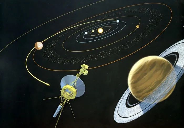 Early Mariner-Jupiter-Saturn spacecraft artwork, 1975