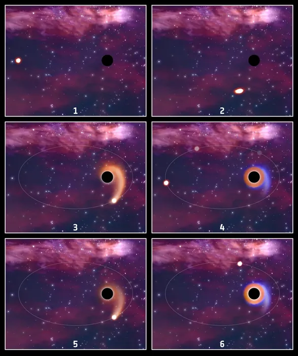 A black hole eating a star again and again