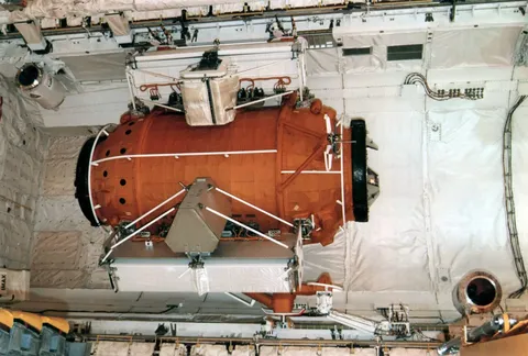 Mir Docking Module in Atlantis's payload bay