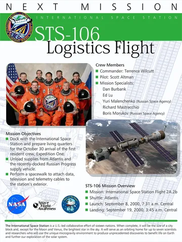 STS-106 Mission Poster "Logistics Flight"