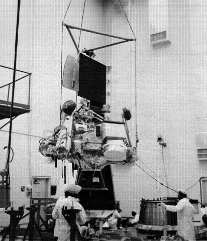 Surveyor V mating to adaptor in ESF (Explosive Safe Facility)