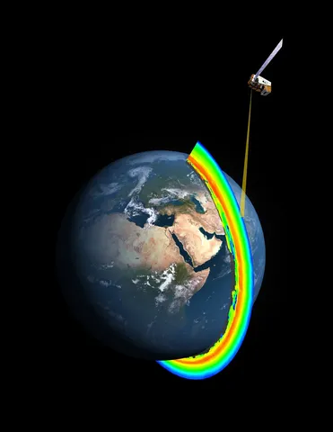 A cross-section of Earth's ozone layer as measured by the limb profiler, part of the Ozone Mapper Profiler Suite that's aboard the Suomi NPP…