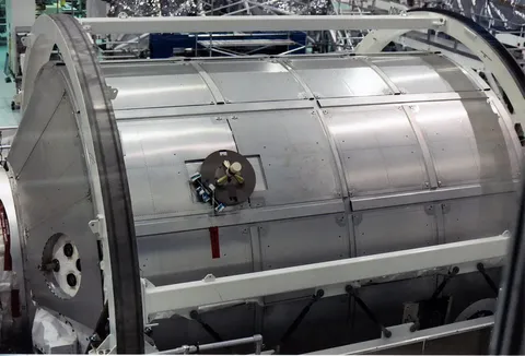 An ISS module ready for launch at Cape Canaveral