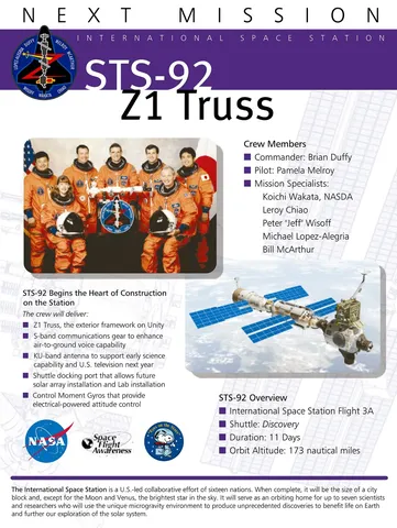 STS-92 Mission Poster "Z1 Truss"