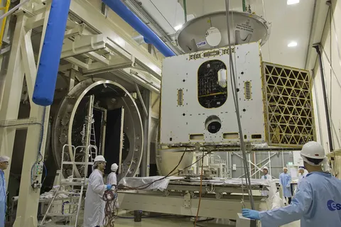 BepiColombo MPO being placed in Phenix thermal vacuum test facility ESA287633