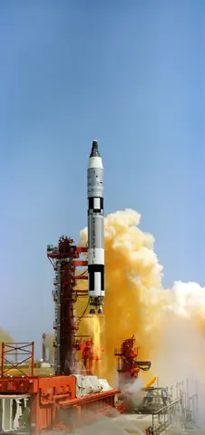 Gemini 4's Titan II climbs away from Cape Kennedy on 3 June 1965.