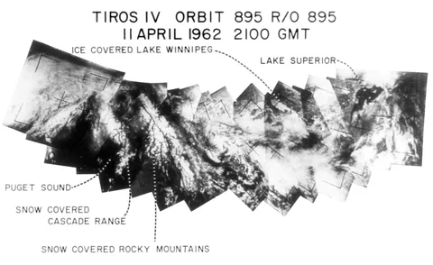 Composite photograph of northwestern United States from Puget Sound to Lake Superior. Images taken by TIROS IV on Orbit 895 R/O 895