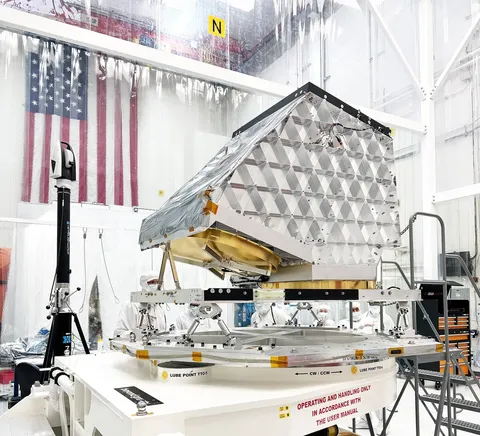 NEO Surveyor’s Aluminum Telescope Mounted to Its Flight Base