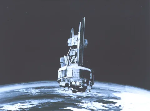 Graphic of NIMBUS satellite in orbit.