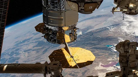 Iss071e5472276 Northrop Grumman's Cygnus space freighter is pictured berthed to the International Space Station's Earth facing port on the Unity…
