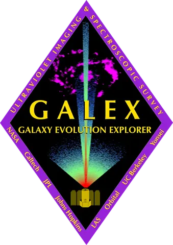 Official mission insignia of the Galaxy Evolution Explorer (GALEX) mission.