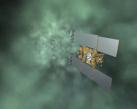 Artist concept of NASA's Stardust-NExT mission, which will fly by comet Tempel 1 on Feb. 14, 2011.