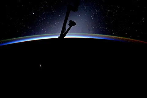 Beautiful expanse of stars-but the “long” orange one is SpaceX-11 reentering! Congrats team for a successful splashdown &amp; great mission!