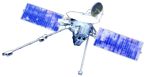 Transparent image of the Mariner 10 spacecraft.
