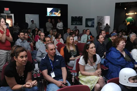 LRO launch viewing at the Goddard Visitor Center. Credit: NASA/Bill Hrybyk