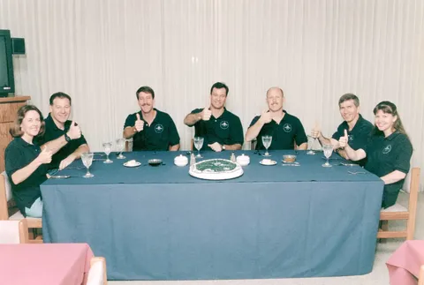 STS 73 preflight breakfast