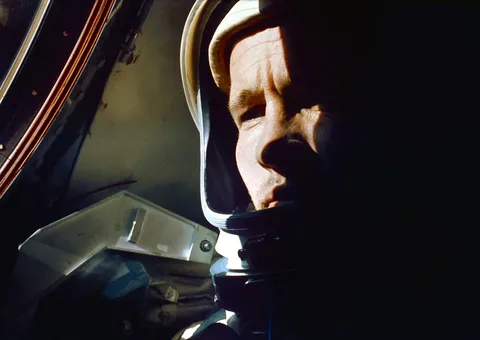 S65-30549 (3-7 June 1965) --- Astronaut Edward H. White II, Gemini IV pilot, is photographed onboard the Gemini-Titan 4 spacecraft during the…