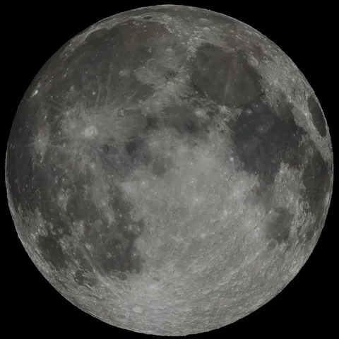 Near side of the Moon, rendered with Blender with data from NASA.