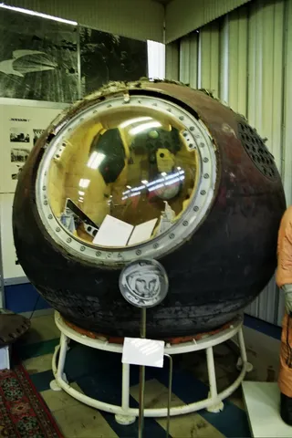 The Vostok 1 descent module after landing
