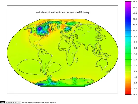 PGR Paulson2007 Rate of Lithospheric Uplift due to post glacial rebound